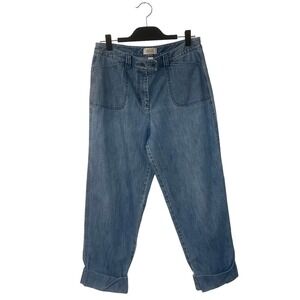 Talbots 100% Cotton Y2K High Waisted Rolled Up Paperbag Slouchy Jeans - Size 12